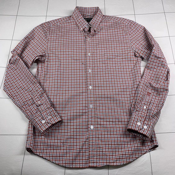 Betabrand Other - Betabrand Shirt Mens Medium Gingham Plaid Button Down Red Gray Casual Office